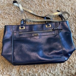 Nine West shiny blue satchel